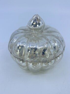 vintage anthropologie mercury glass gourd shaped lidded trinket box